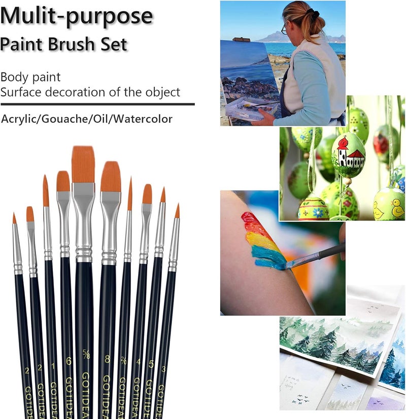GOTIDEAL Paint Brush Set, 50 Pcs Round Pointed Tip, Small Nylon Hair Brushes for Acrylic, Oil and Gouache，Body, Face Nail Art and Rock Painting, Perfect for Kids & Adult - Image 5